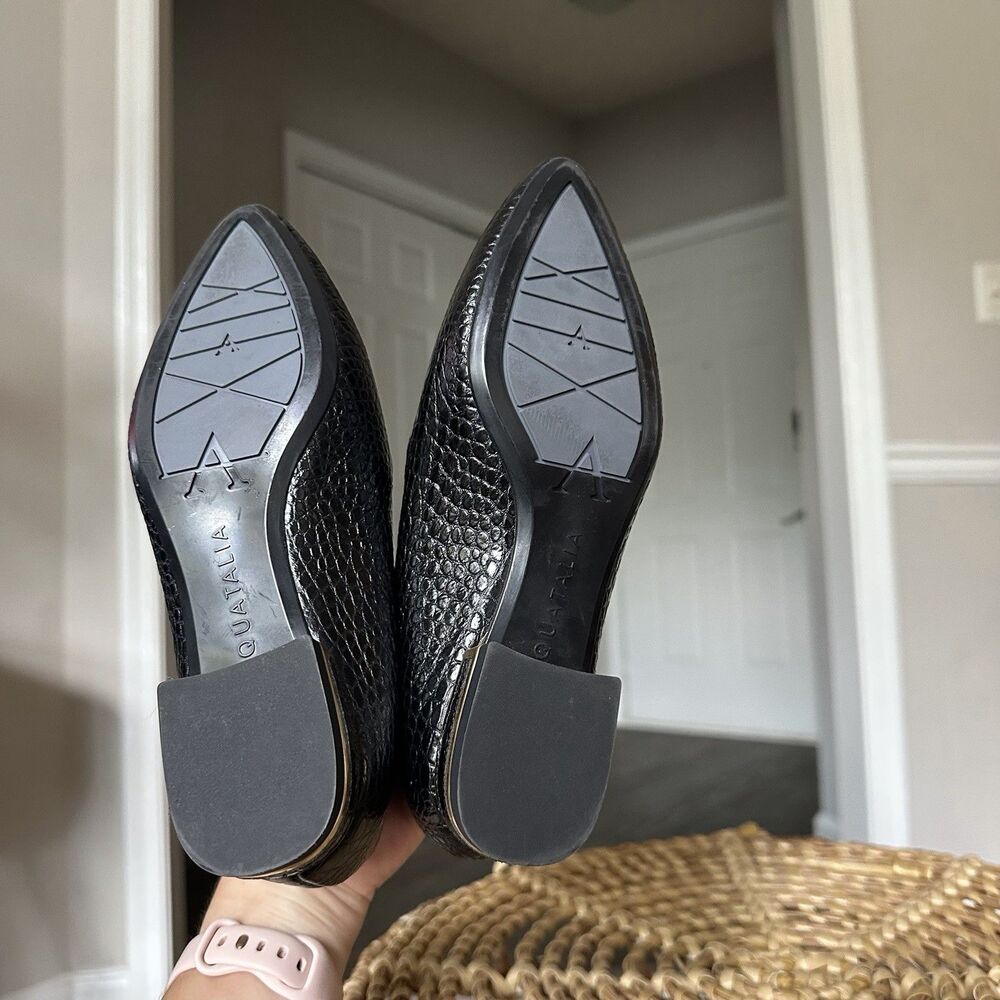Aquatalia Women’s Loafer Perci Gold Black Crocodile Embossed Leather Size 5 $350 - Picture 12 of 14